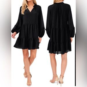 Cece long sleeve lip dot baby doll dress-2X